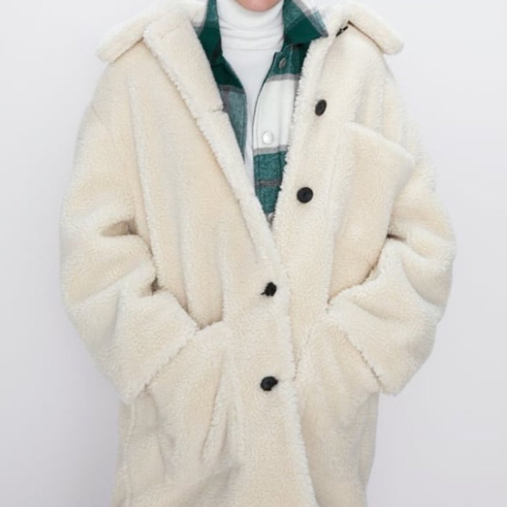 Zara Oversized Fleece Shearling Teddy Coat